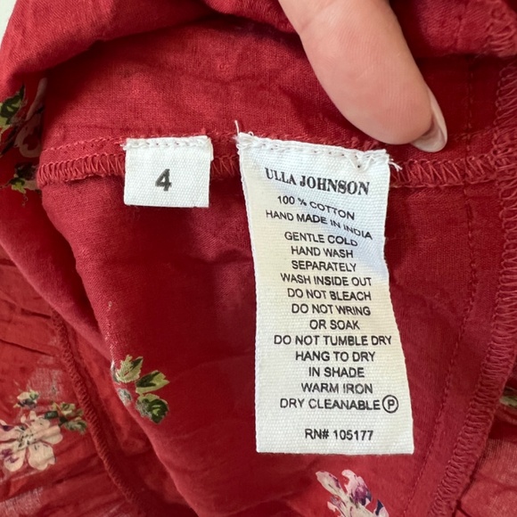 Ulla Johnson Floral Crimson Red Sleeveless Top - Picture 5 of 5